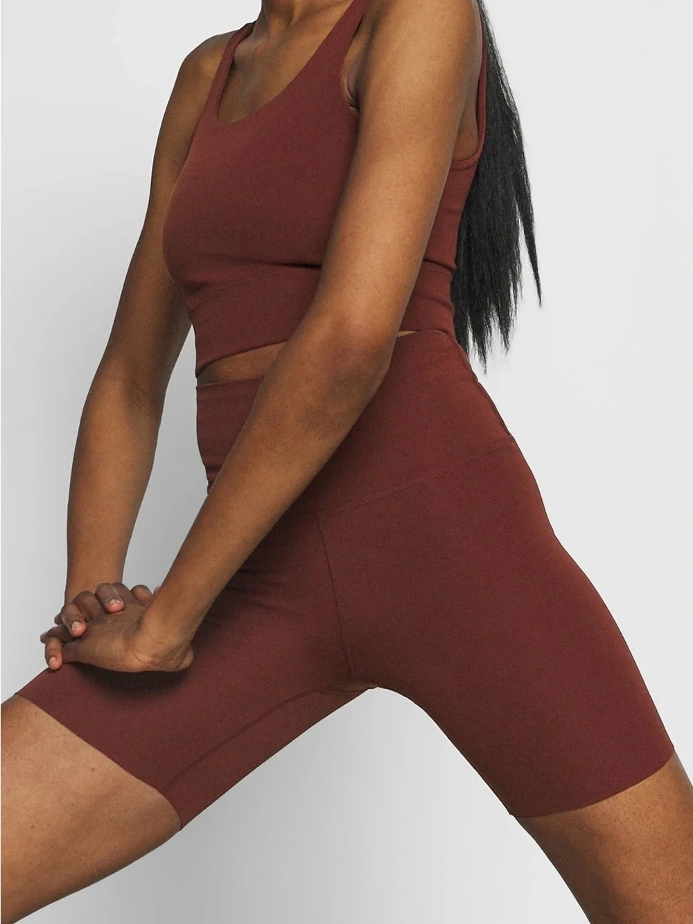Nike Yoga Luxe Top & Short in Russet Red